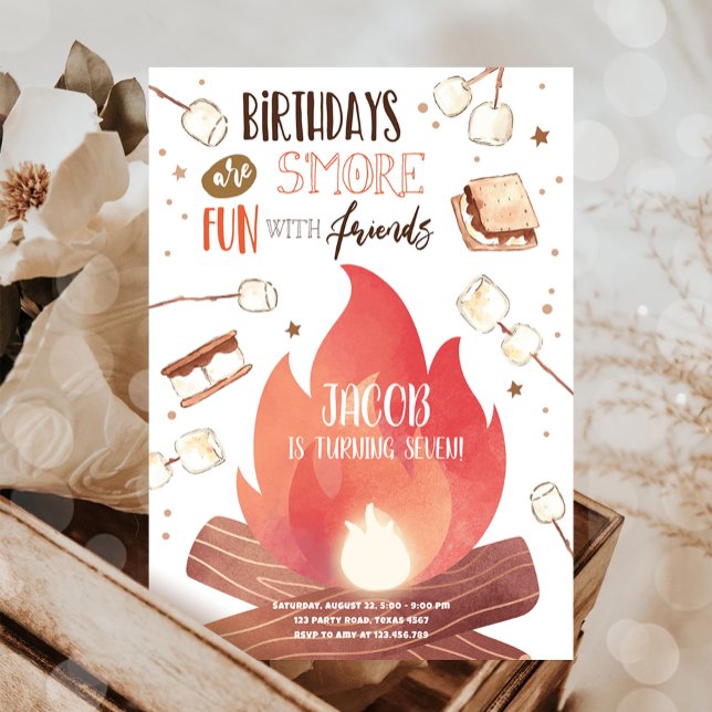 Invitation S'more Bonfire Smore Amusants Amis Camping Anniver (Créateur téléchargé)