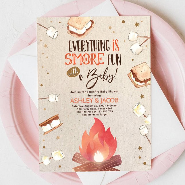 Invitation S'more Bonfire Smore Baby shower des couples plus  (Créateur téléchargé)
