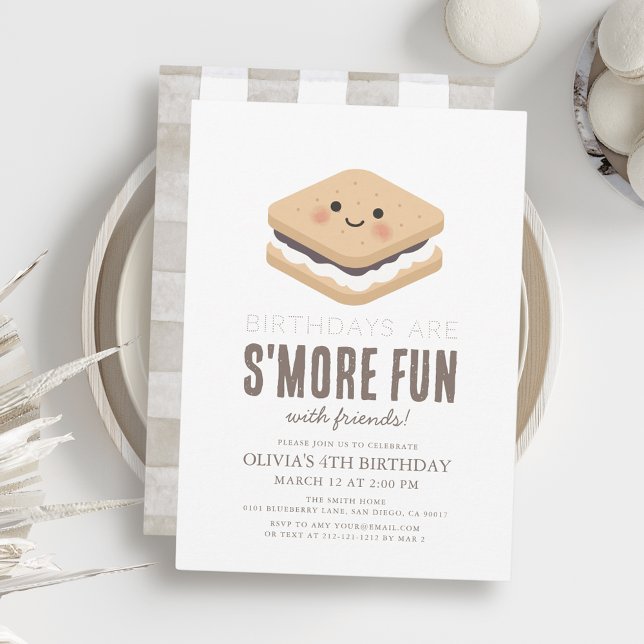 Invitation S'more Fun Anniversaire de enfant Kawaii (Créateur téléchargé)