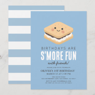 Invitation S'more Fun Kawaii Blue Boy 1er anniversaire