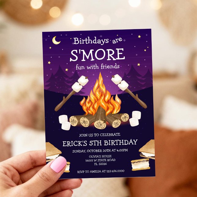 Invitation S'mores Birthday Party S'mores Camping Birthday (Créateur téléchargé)