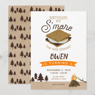 Invitation S'mores Camping Fun avec ses amis Anniversaire