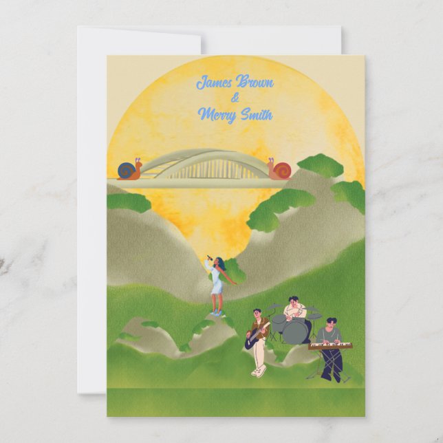 Invitation Snails Bridge Singer Music Band Sun Mariage (Devant)