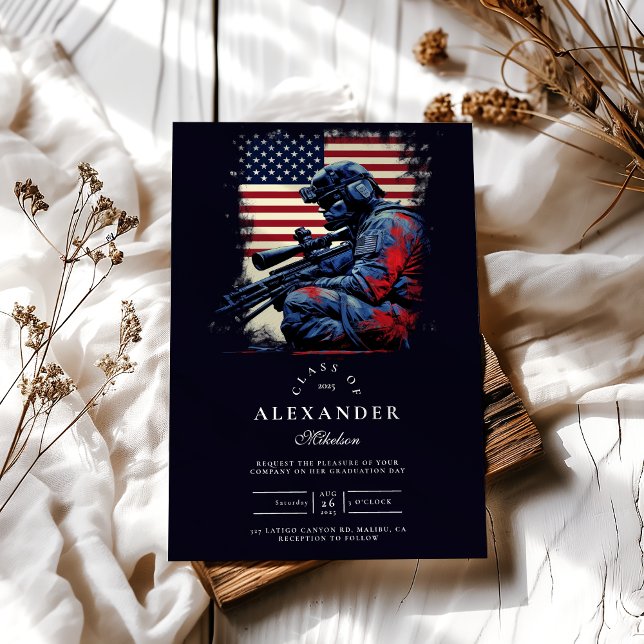 Invitation Sniper Soldier Drapeau Américain Diplôme (Créateur téléchargé)