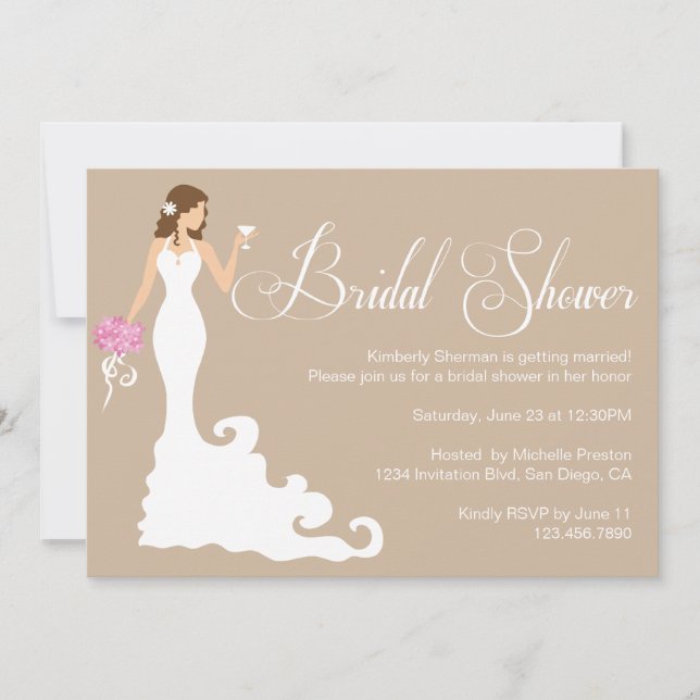 Invitation snob de Fête de la mariée de jeune (Devant)