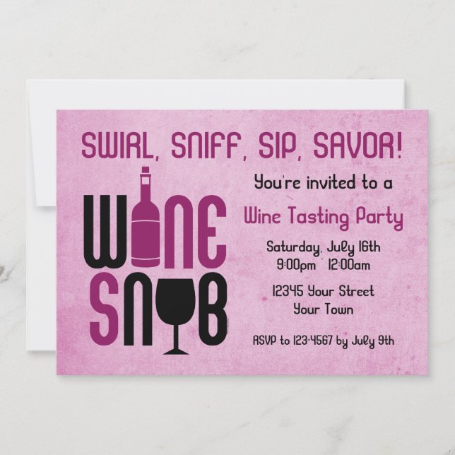 Invitation snob d'échantillon de vin de vin (Devant)