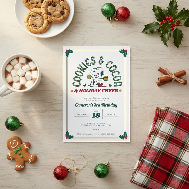 Invitation Snoopy | Cookies et cacao Anniversaire (Créateur téléchargé)