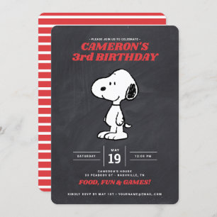 Invitation Snoopy d'arachides - Chalkboard Anniversaire Invit