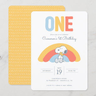 Invitation Snoopy & Woodstock Arc-en-ciel Anniversaire