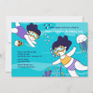 Invitation Snorkeling Twin Girls