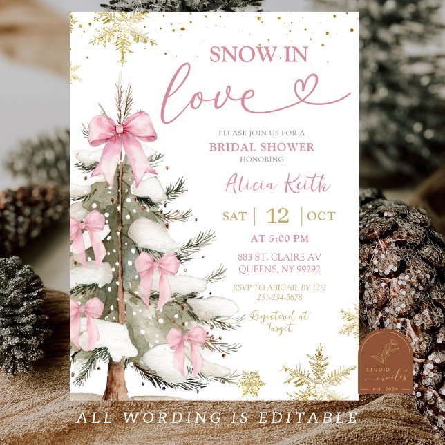 Invitation Snow in Love Pink Winter Bridal Shower (Créateur téléchargé)