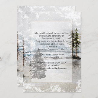 Invitation Snow Lake Fir Pine Trees Réception uniquement Mari
