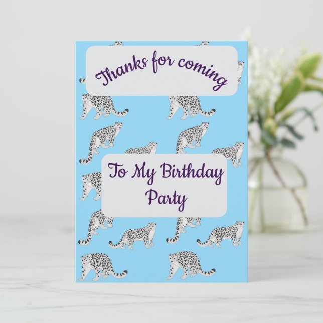 Invitation Snow Leopards Thank you Card (Debout devant)