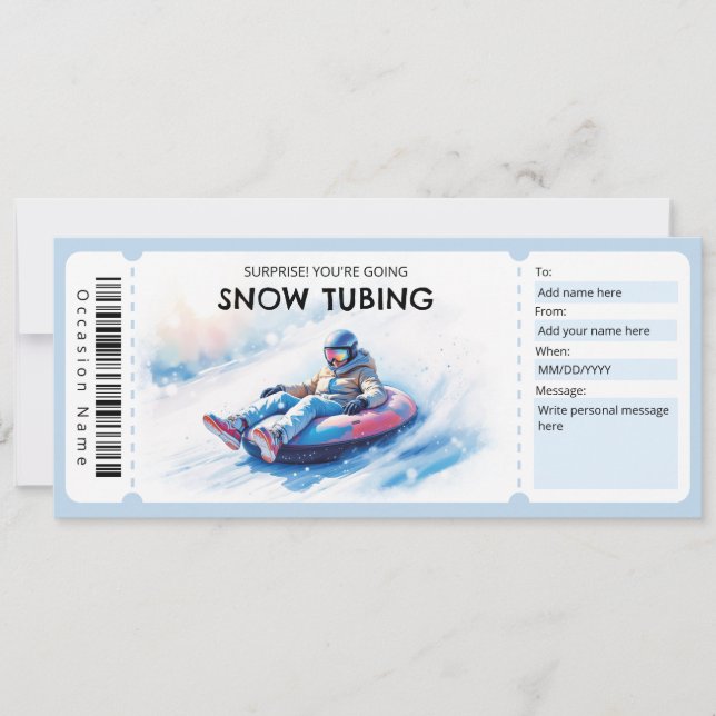 Invitation Snow Tubing Gift Certificate (Devant)