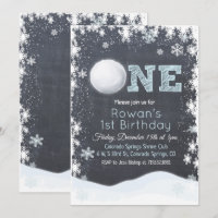 Snowball Winter Boy 1er premier anniversaire Invit