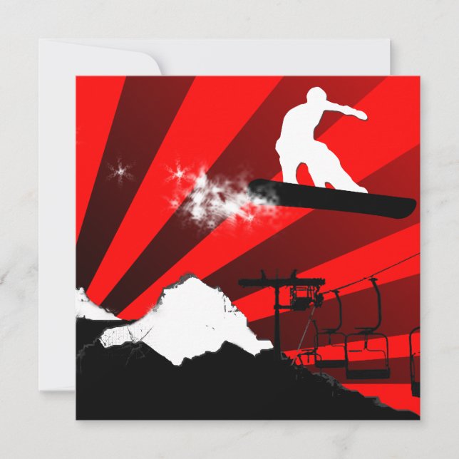 Invitation snowboard : piste en poudre (Devant)