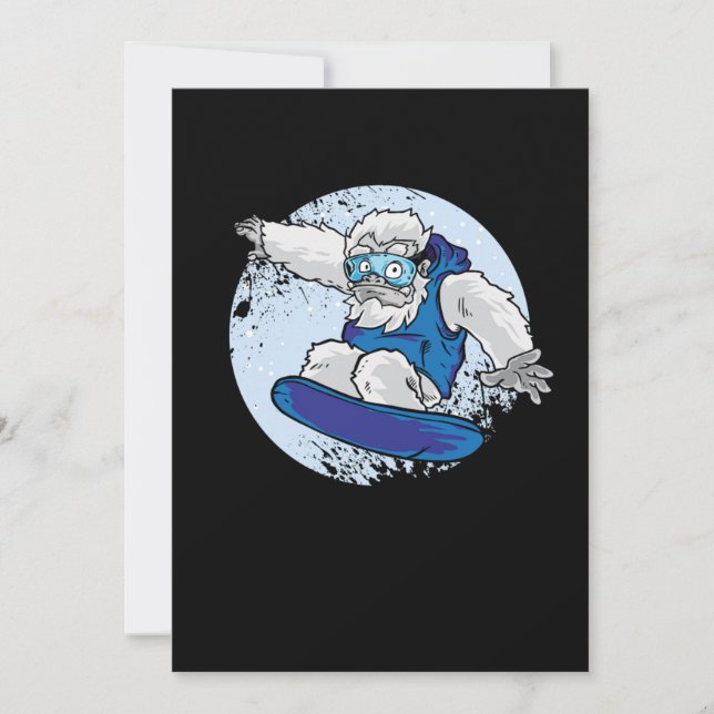 Invitation Snowboard Yeti Big Foot Cool Sports d'hiver Cadeau (Devant)