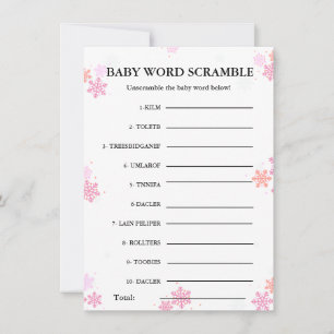 Invitation Snowflake Baby mot brouillage jeu de baby shower c