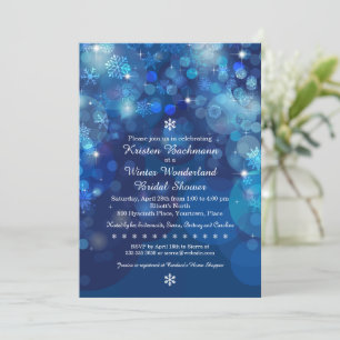 Invitation Snowflake Blue Bokeh Fête des mariées d'hiver