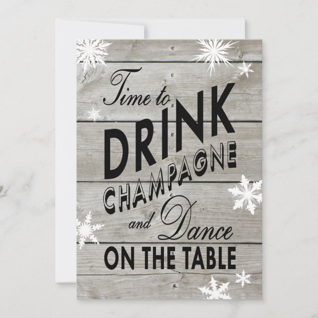 Invitation Snowflake Couple's Shower Time to Drink Champagne (Devant)