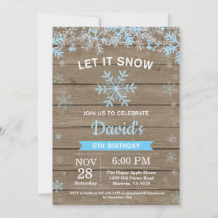 Invitation Snowflake d'hiver Russe Bleu Silver Boy Anniversai