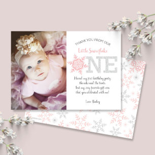 Invitation Snowflake Parties scintillant rose 1er anniversair