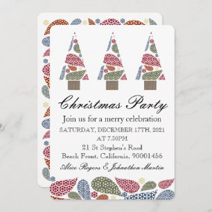 Invitation Snowflake Teardrops Tree Noël Party Invitatiatiati
