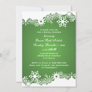 Invitation Snowflake vert blanc d'hiver mariage nuptiale douc
