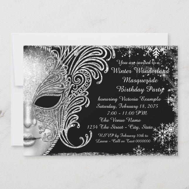 Invitation Snowflake Winter Wonderland fête d'anniversaire (Devant)