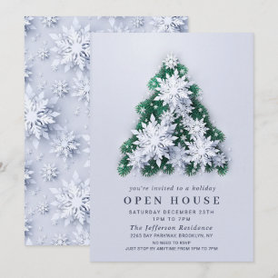 Invitation Snowflakes 3D Tree NOËL HOLIDAY HOUSE OPEN HOUSE