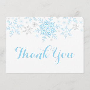 Invitation Snowflakes Baby Boy Shower Blue Silver Merci