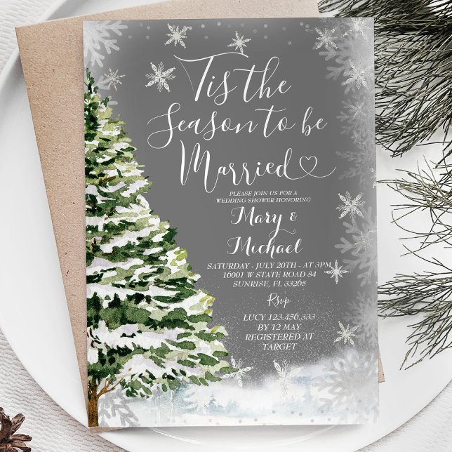 Invitation Snowflakes blanc C'est la saison pour être marié A (Créateur téléchargé)