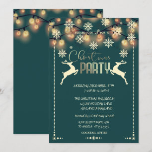 Invitation Snowflakes, Deers, Lumières Compagnie fête Noël