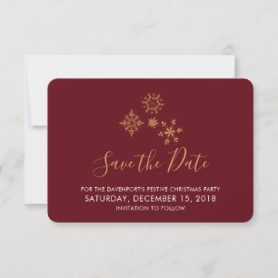 Invitation Snowflakes dorés décoratifs Noël Enregistrer la da