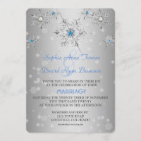 Snowflakes en argent Crystals Blue Pearls Mariage