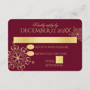 Invitation Snowflakes Gold Réponse de mariage hivernal
