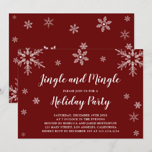 Invitation Snowflakes Rouge Et Blanc Jingle Et Mingle