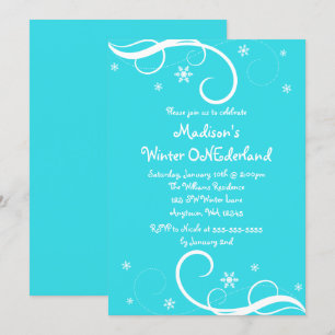 Invitation Snowflakes Turquoise de l'hiver ONE derland