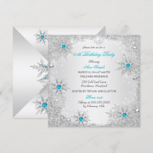 Invitation Snowflakes turquoise Winter Wonderland Anniversair