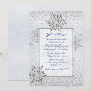 Invitation Snowflakes Winter Quinceañera Sweet 16