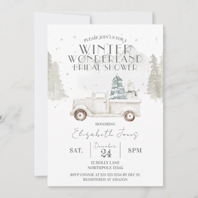 Invitation Snowflakes Winter Wonderland Fête des mariées (Devant)