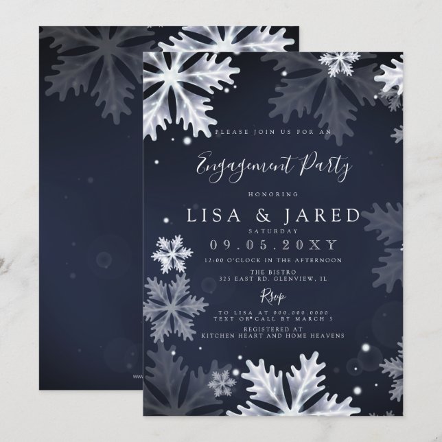 Invitation Snowflics de la Marine Partie d'engagement d'hiver (Devant / Derrière)