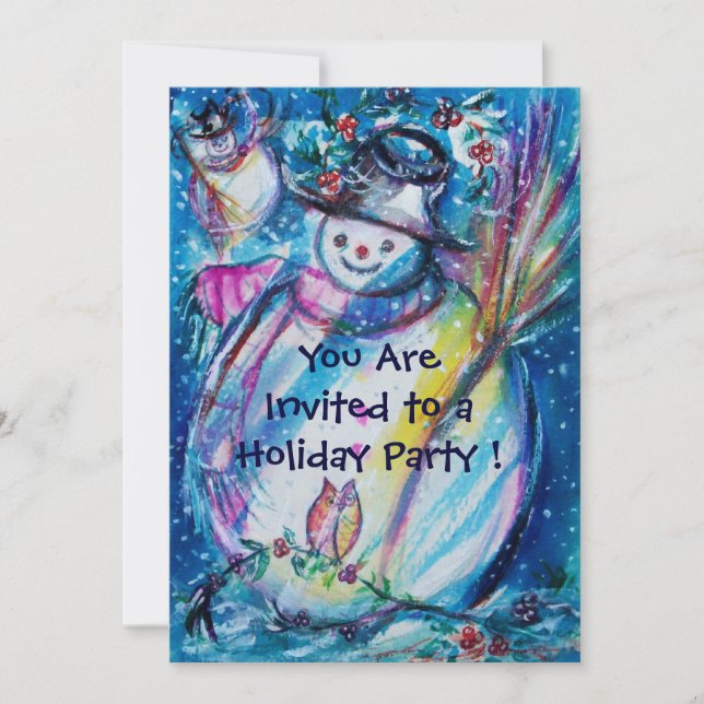 INVITATION SNOWMAN AVEC OWL HITER FÊTE DE VACANCES (Devant)