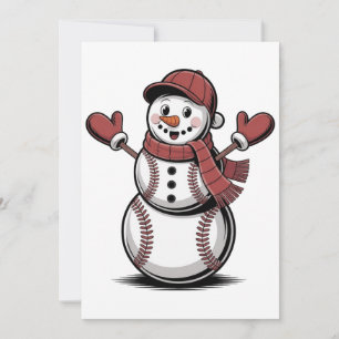 Invitation Snowman Baseball Noël Amateurs de sport