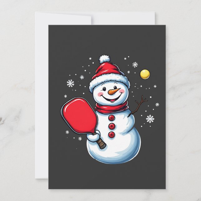 Invitation Snowman Jouer Pickleball Sport Amateur de Noël (Devant)