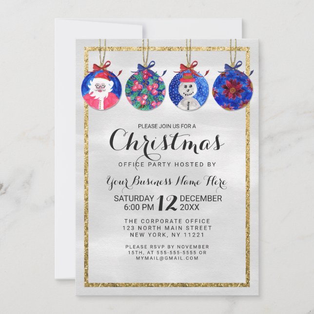 Invitation Snowman Père Noël Floral Ornamals Entreprise Noël (Devant)