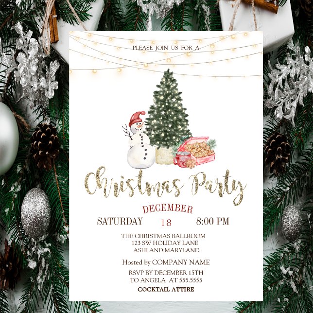 Invitation Snowman, Pine Tree, Cookies Noël Party (Créateur téléchargé)