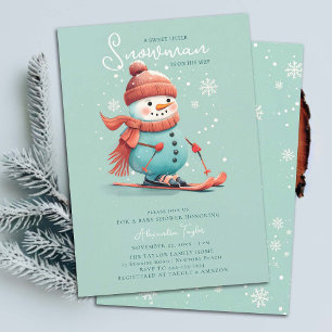 Invitation Snowman sur Skis Sports d'hiver Turquoise Baby sho