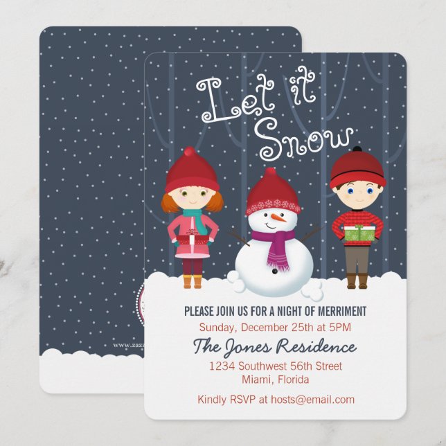 Invitation Snowman Winter Wonderland (Devant / Derrière)