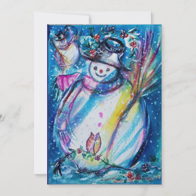 Invitation SNOWMAN With OWL, Soirée du Nouvel An (Devant)
